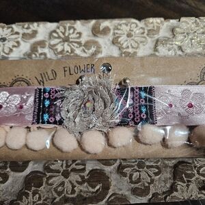 Wildflowers Pink and Black Floral Chocker